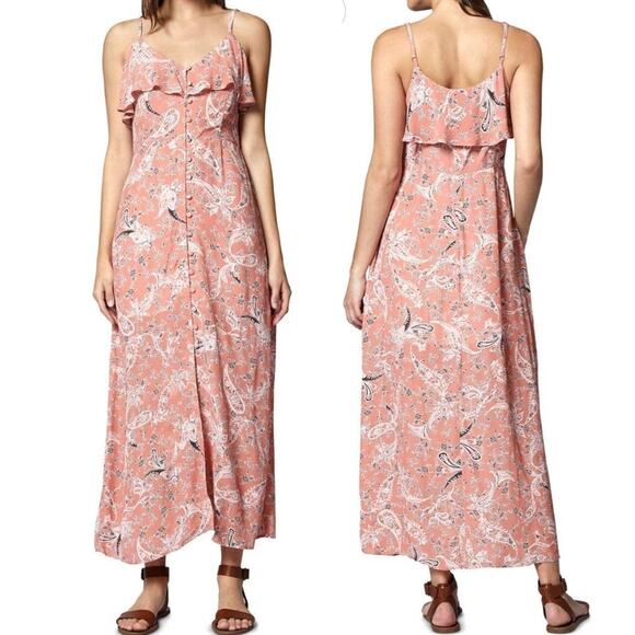 NWT Sanctuary Isabella Maxi Midi Dress Medium Peach Paisley Print Bohemian - Picture 12 of 12